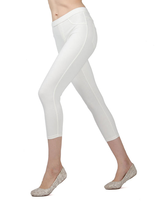 Liscia French Terry Cotton Capri Leggings : Color: Ivory