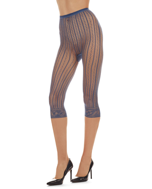 Moonlight Blue Linear Footless Net Tights : Color: Moonlight Blue