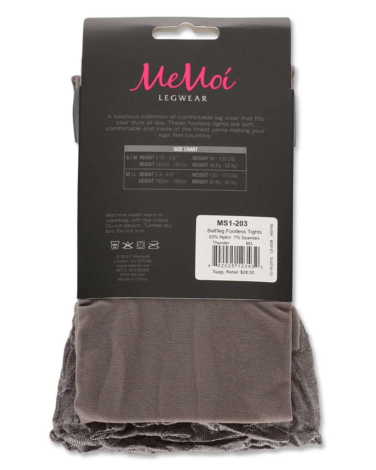 Women's Bell'leg Footless Nylon Tights : Color: Black