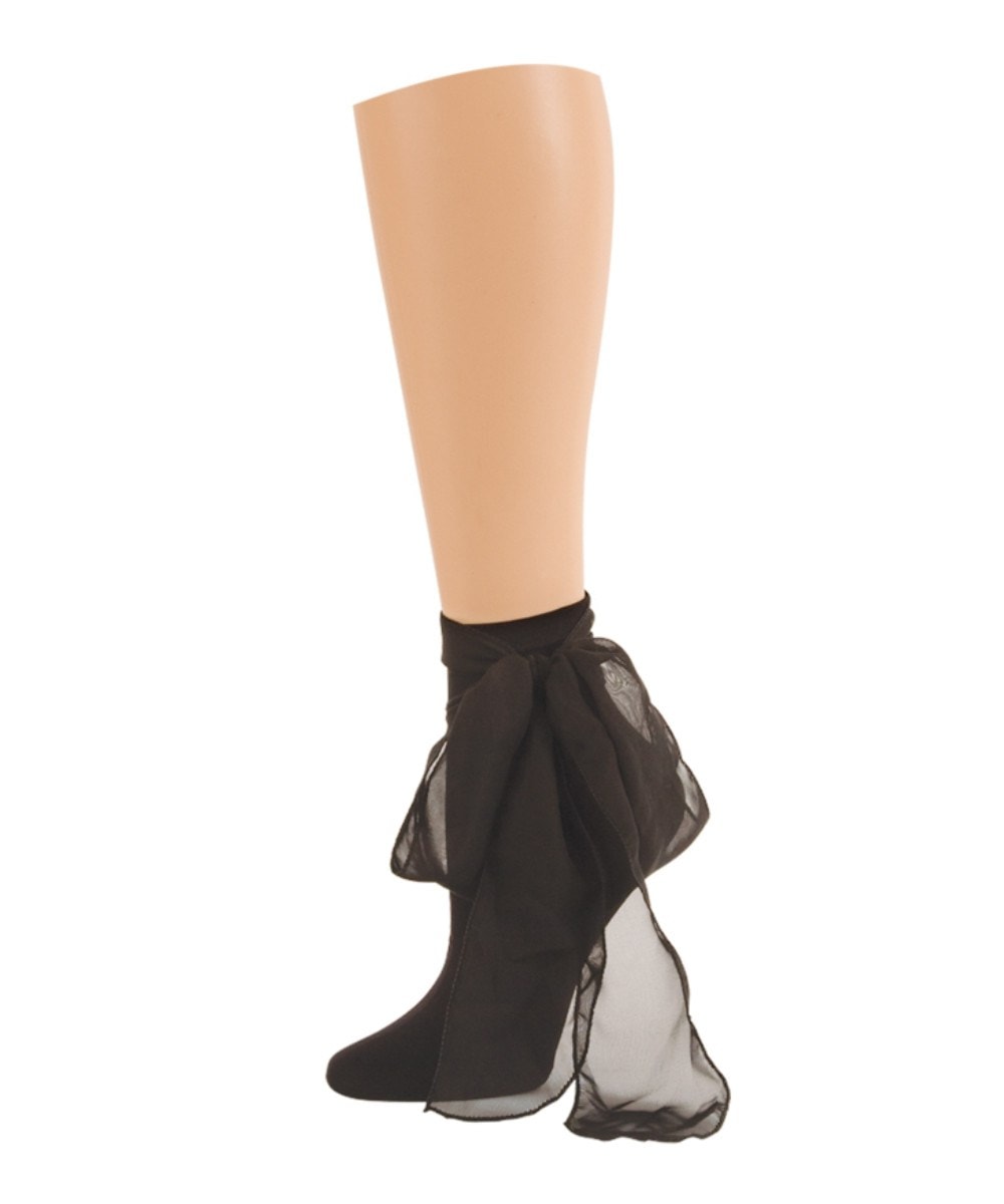Women's Silky Bow-Nita Ankle Socks : Color: Black