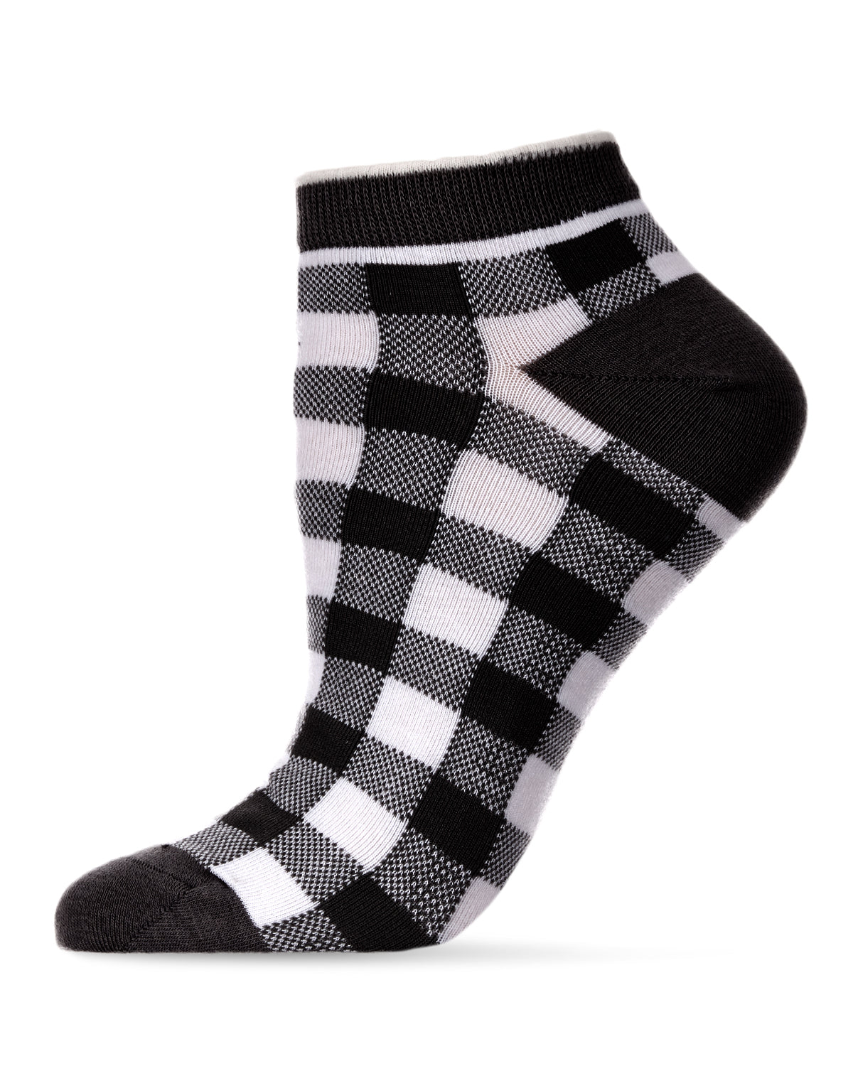 Checkerboard Soft-Fit Cotton-Rich Low Cut Sock : Color: Black