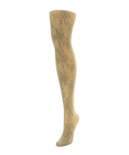 Feminine Floral Netted Breathable Tights : Color: Steeple Gray