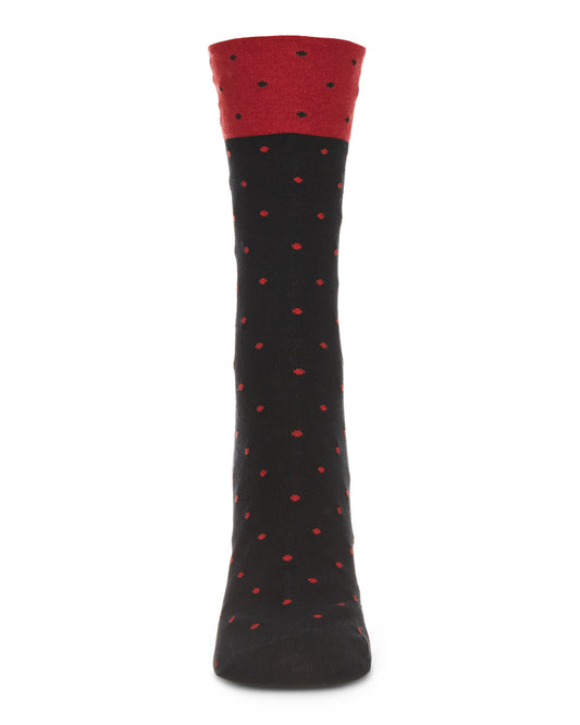 Contrast Dot Cotton Blend Ankle Socks : Color: Black