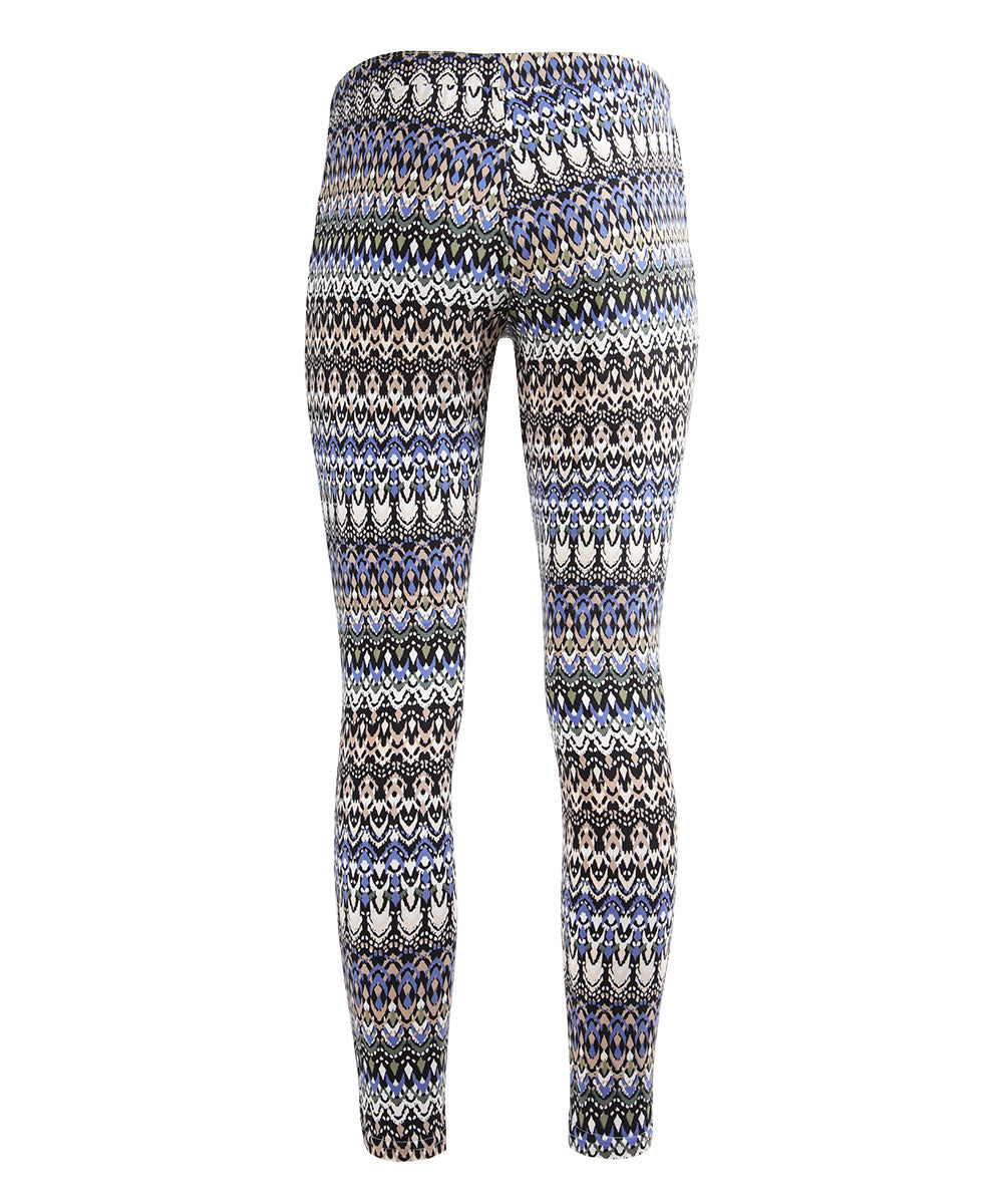 Protuva Bohemian Print Cotton Blend Leggings : Color: Black Collage