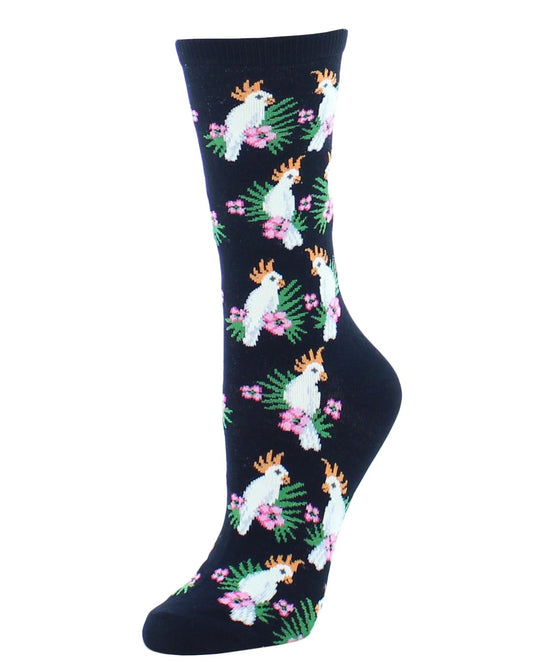 Cockatoo Bamboo Blend Crew Socks : Color: Black