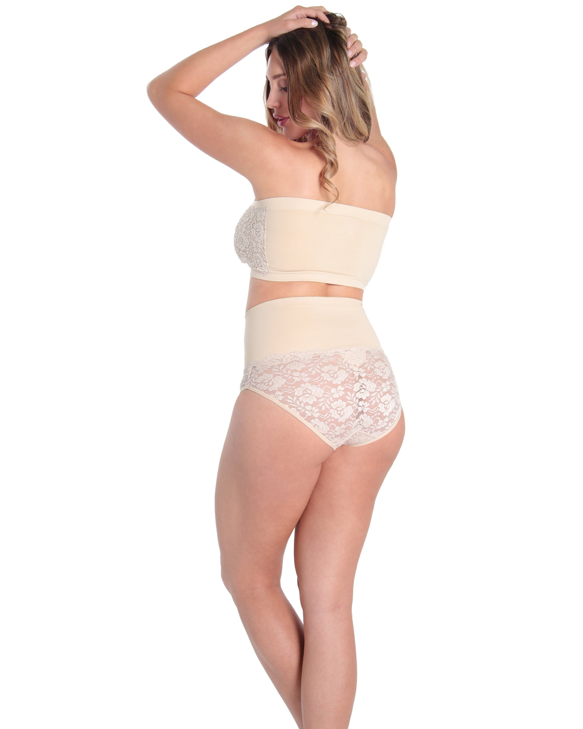 High-Waisted Lace Seamless Shaping Panties : Color: Nude