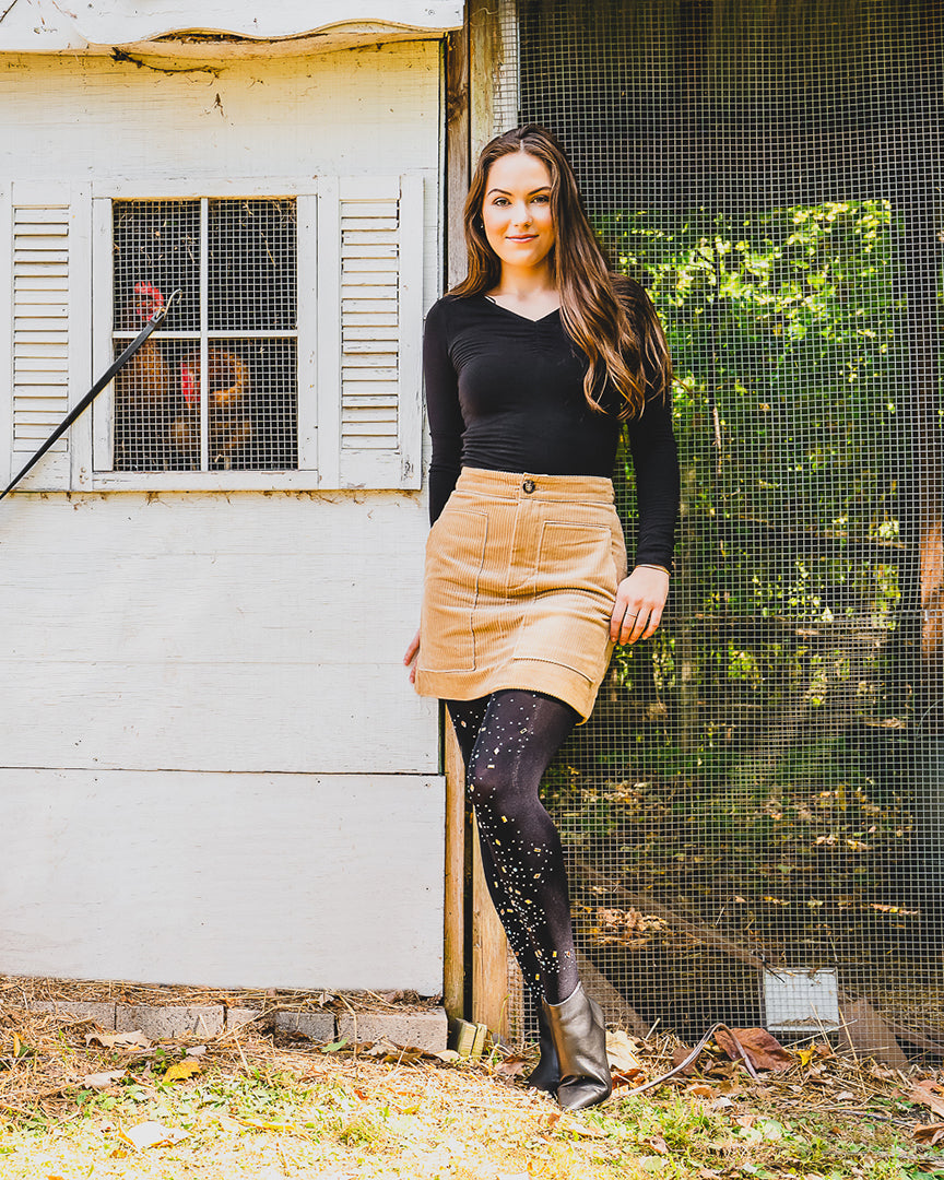 Constellation Embellished Opaque Tights : Color: Black