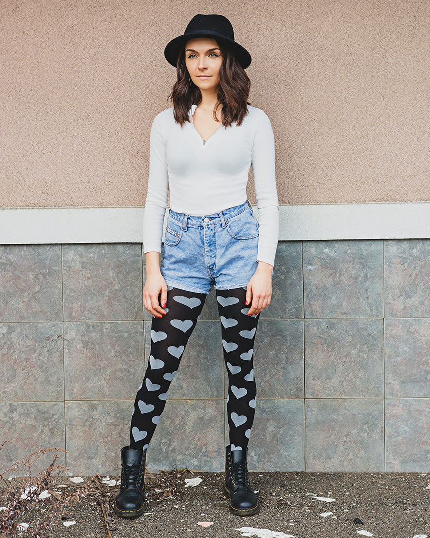 Loves Got To Do With It Opaque Tights : Color: Black/White