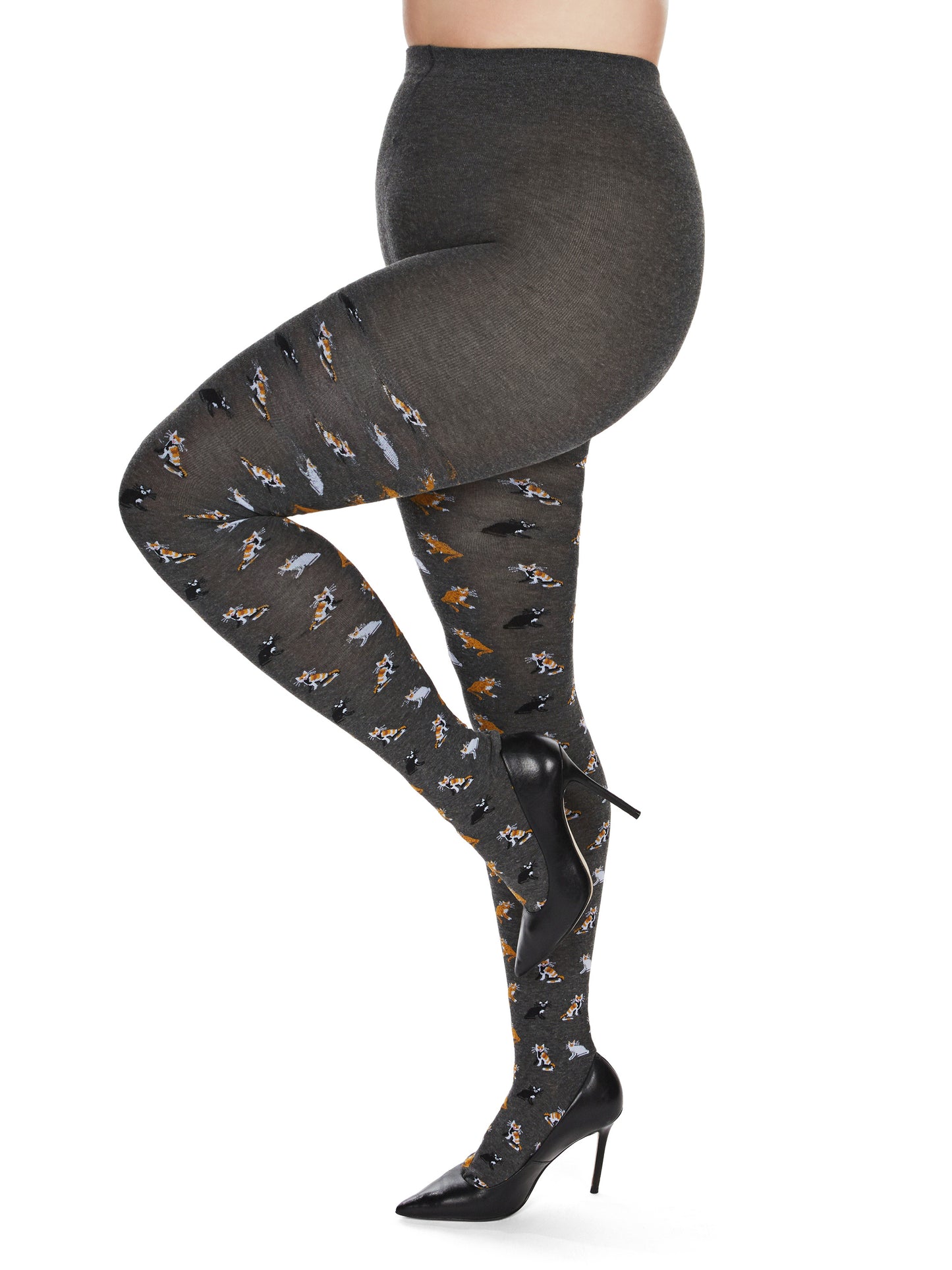 Pretty Kitties Seamless Sweater Tights : Color: Dark Gray Heather