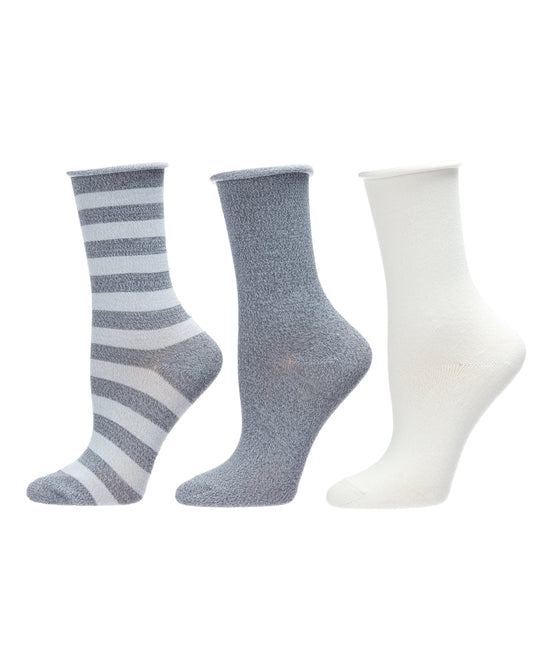 Stripe Roll Top Buttersoft Crew Sock 3 Pack : Color: Castlerock Marled