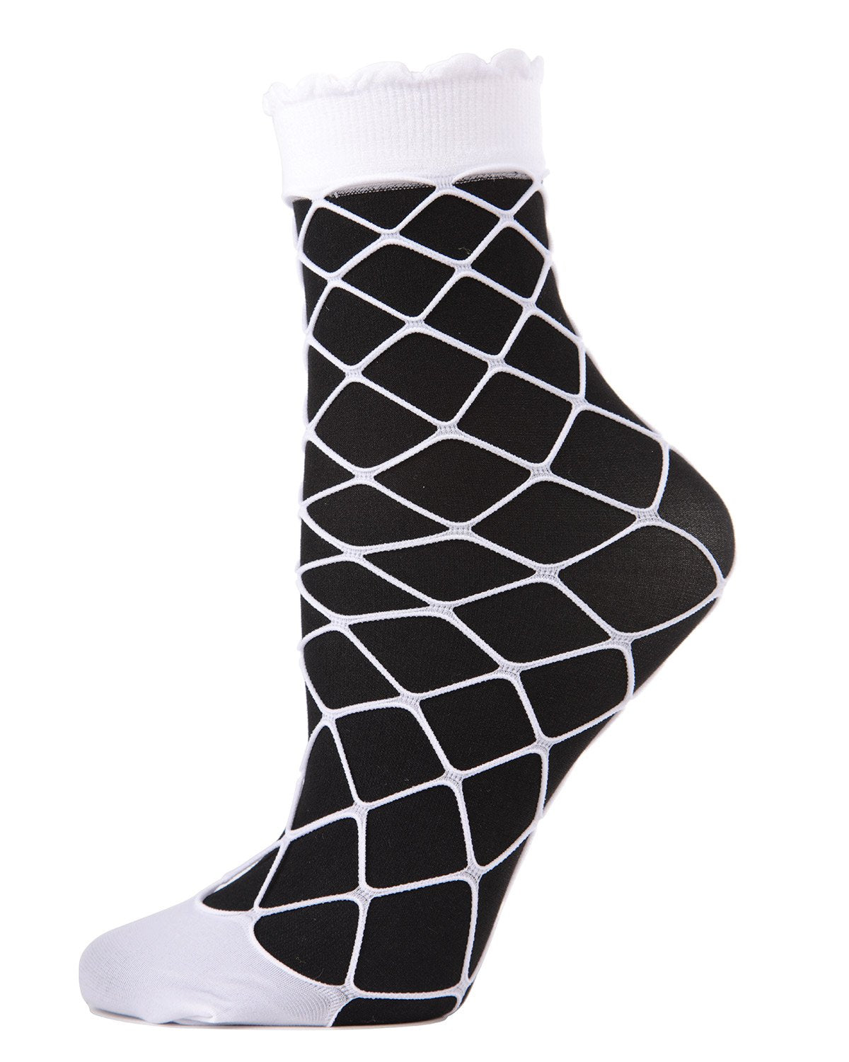 Maxi Fishnet Socks with Scalloped Cuffs : Color: White