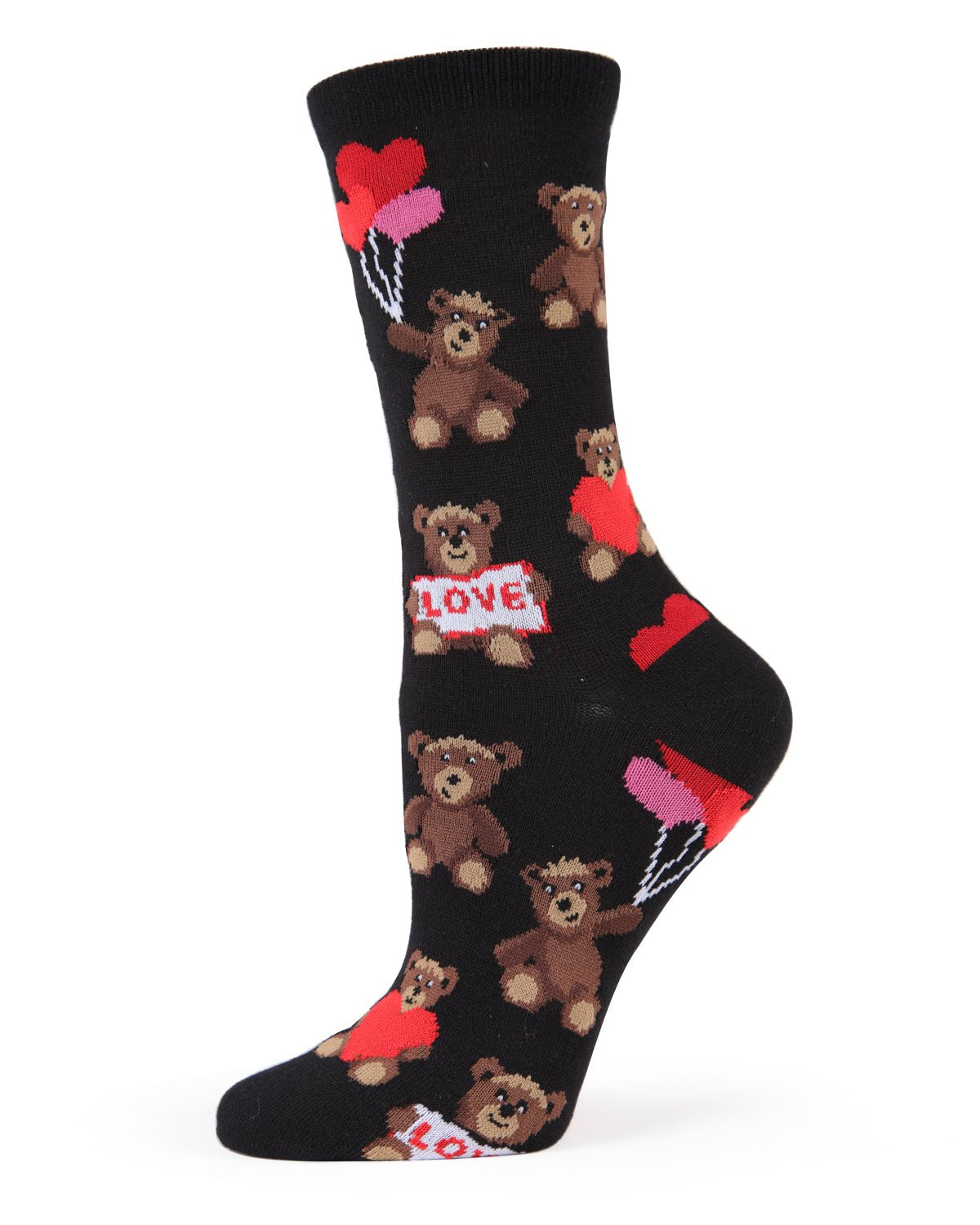 Teddy Bear Love Bamboo Blend Crew Socks : Color: Black