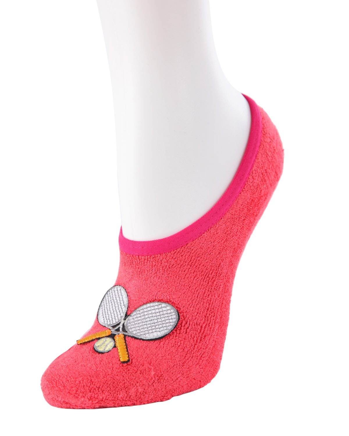 Women's Terry Tennis Non-Skid Slipper Socks : Color: Hot Coral