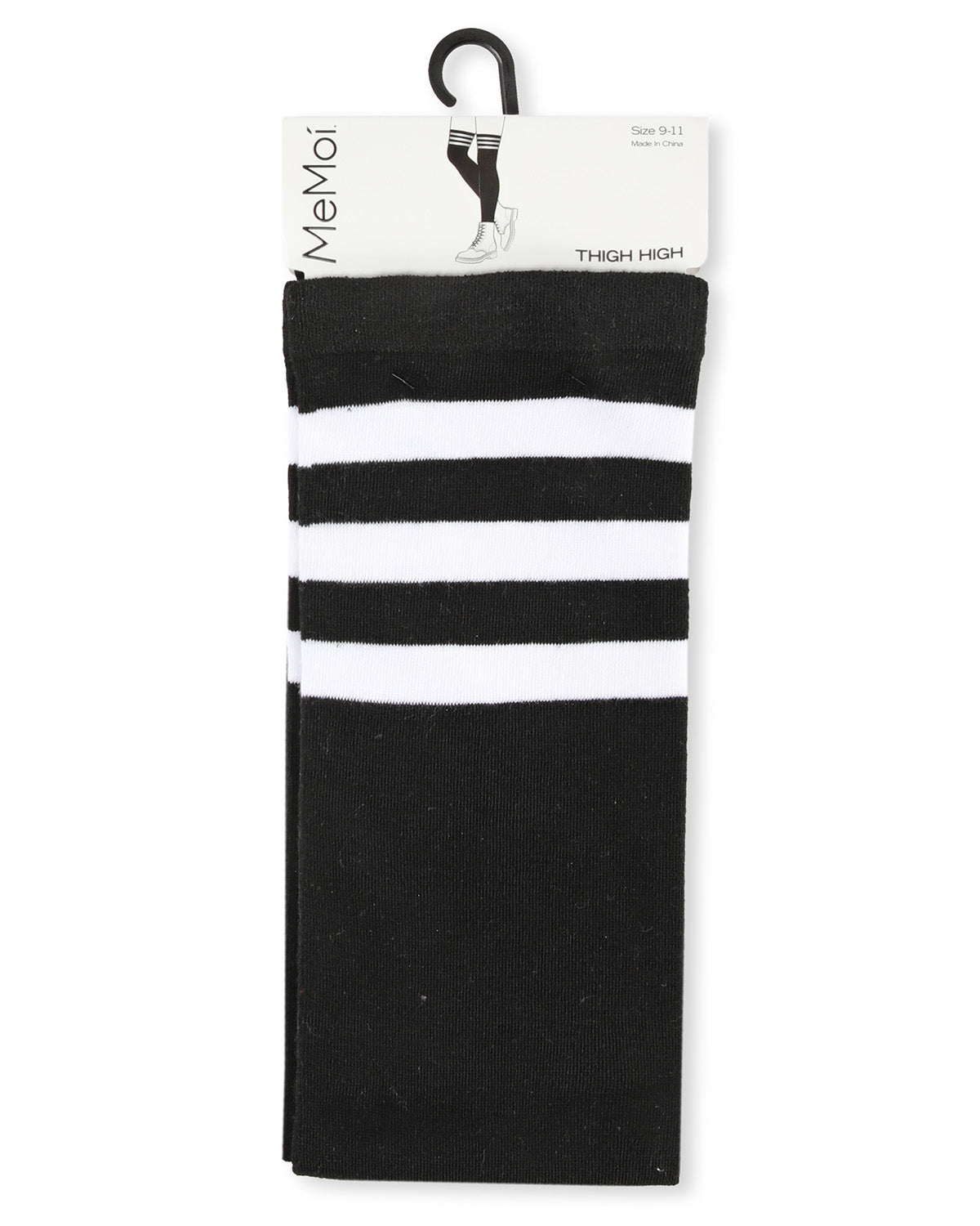 Women's Athletic Stripe Thigh High Sock : Color: Black