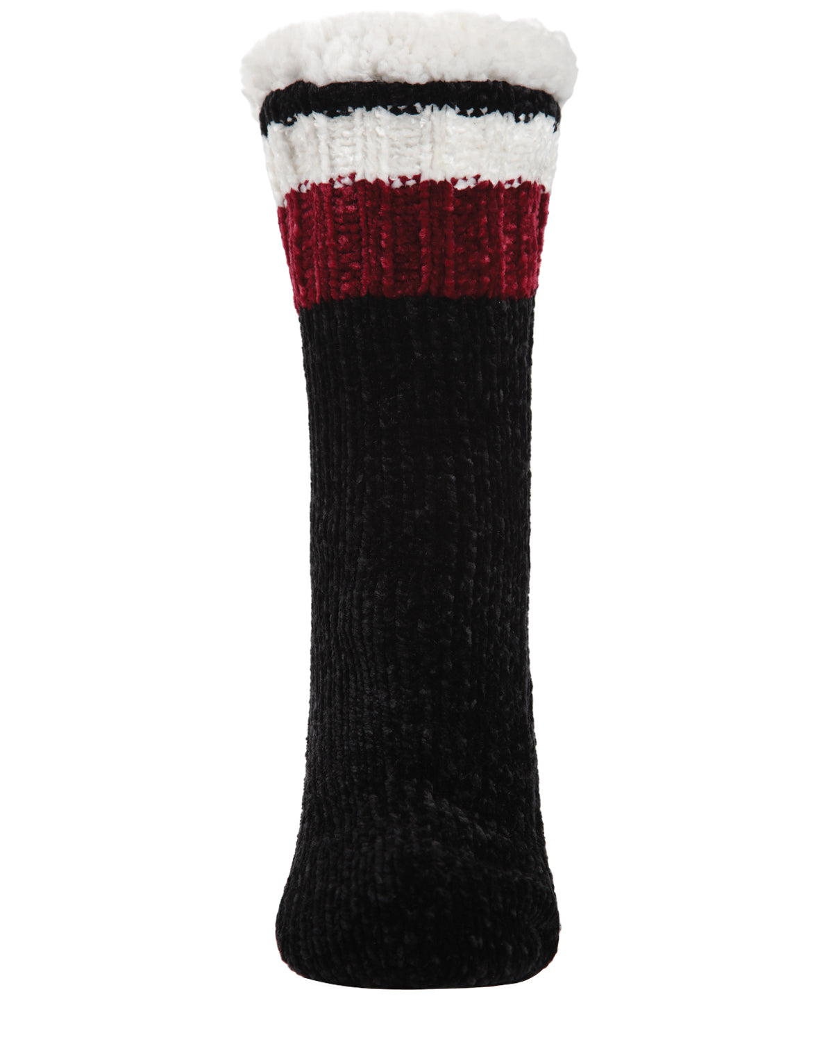 Women's Varsity Chenille Plush-Lined Slipper Socks : Color: Black