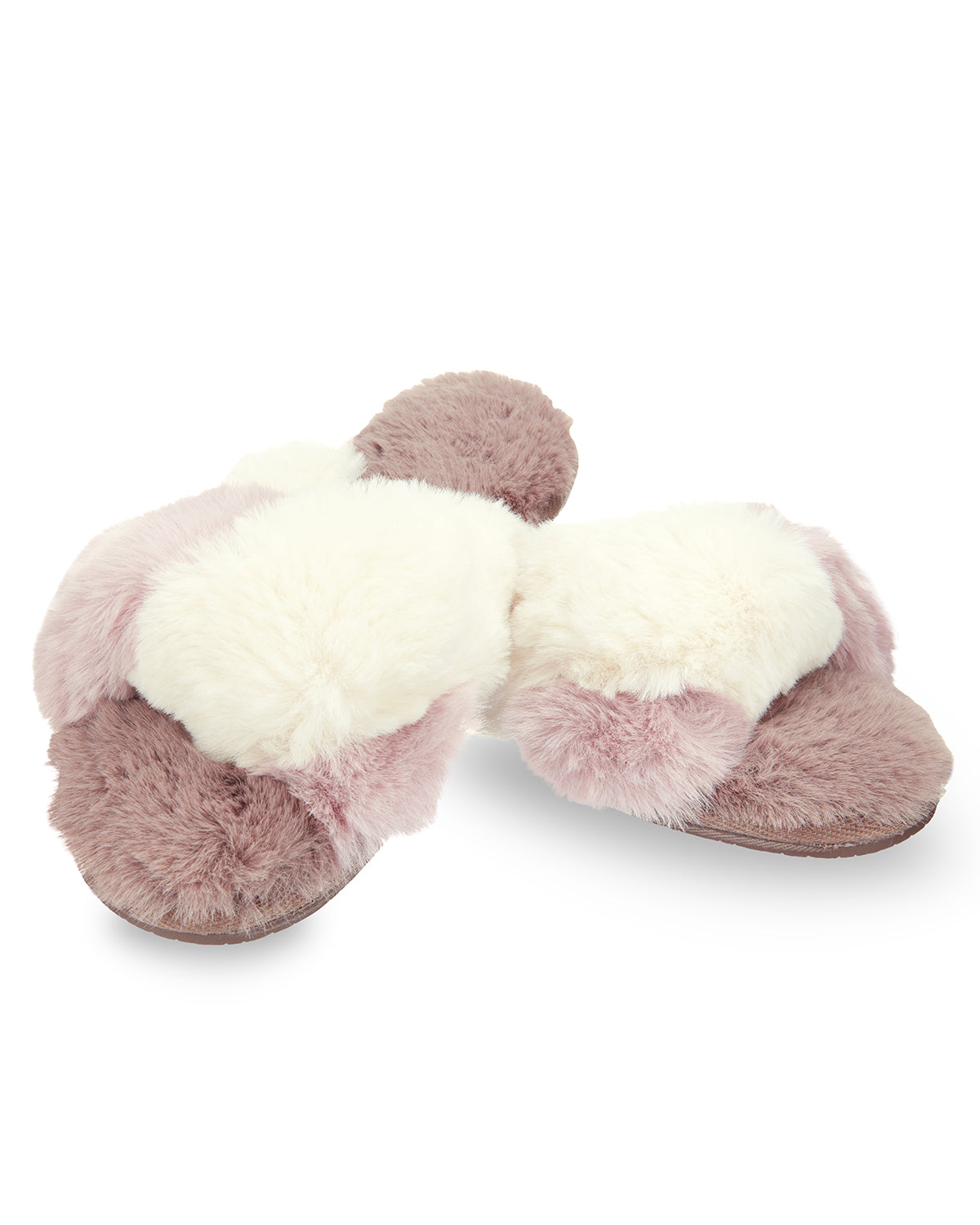 The Rita Plush Open-Toe Slippers : Color: Taupe