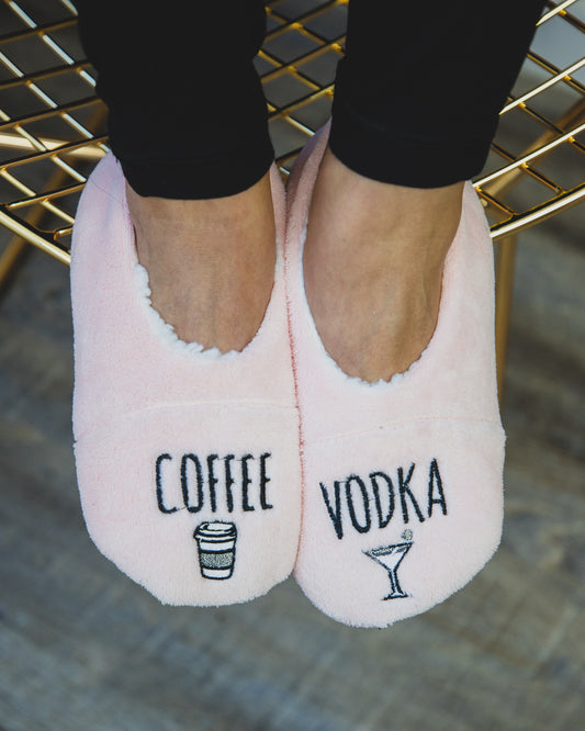 Women's Coffee & Vodka Sherpa Lined Slippers : Color: Pink