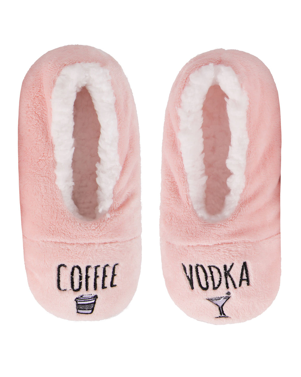 Women's Coffee & Vodka Sherpa Lined Slippers : Color: Pink