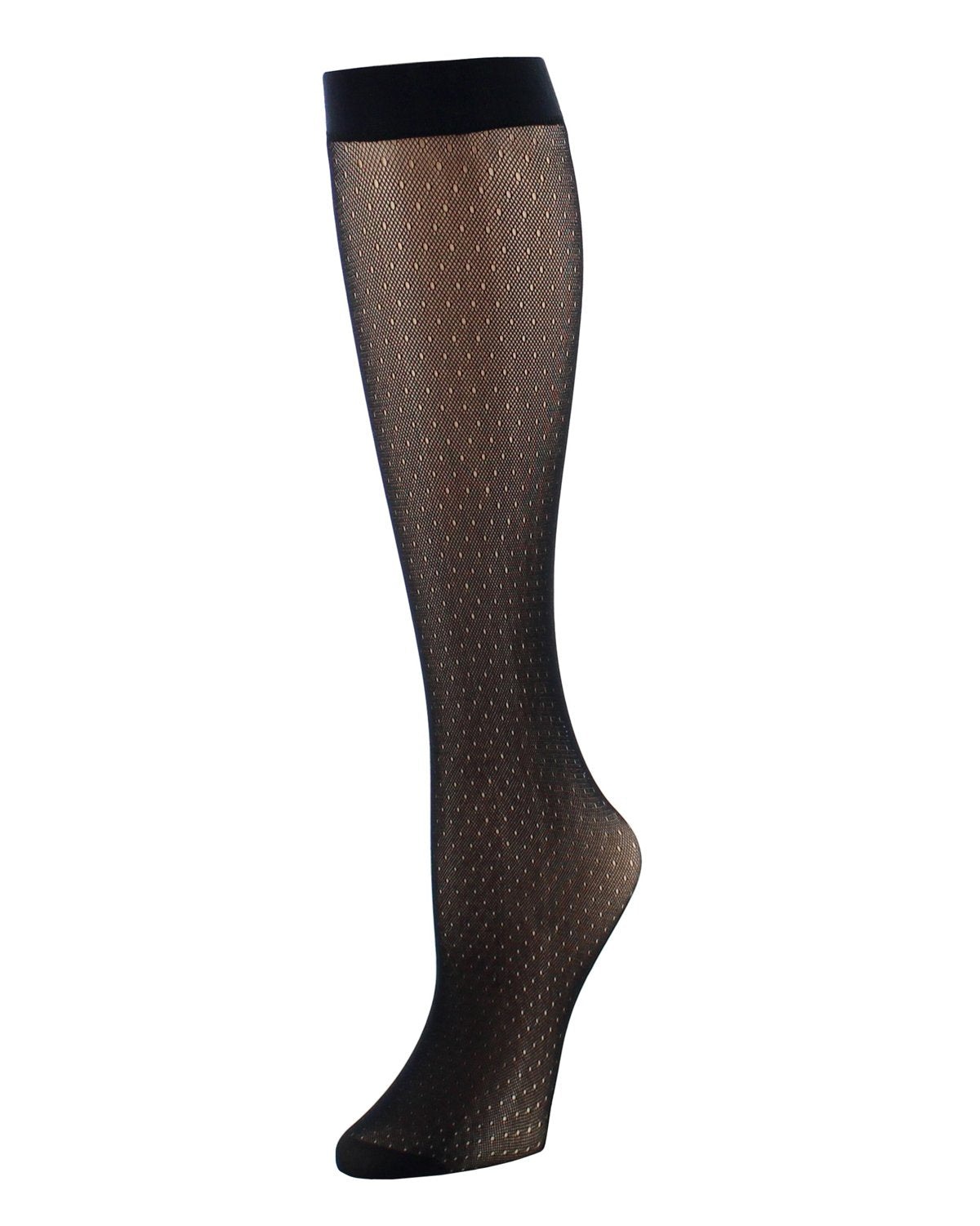 Natori Dotted Net/Solid Trouser Sock 2 Pack : Color: Black