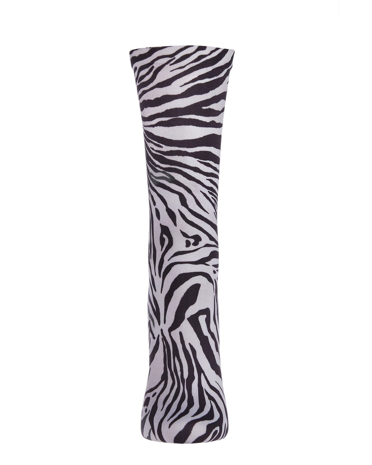 Zebra Printed Fashion Crew Sock : Color: White