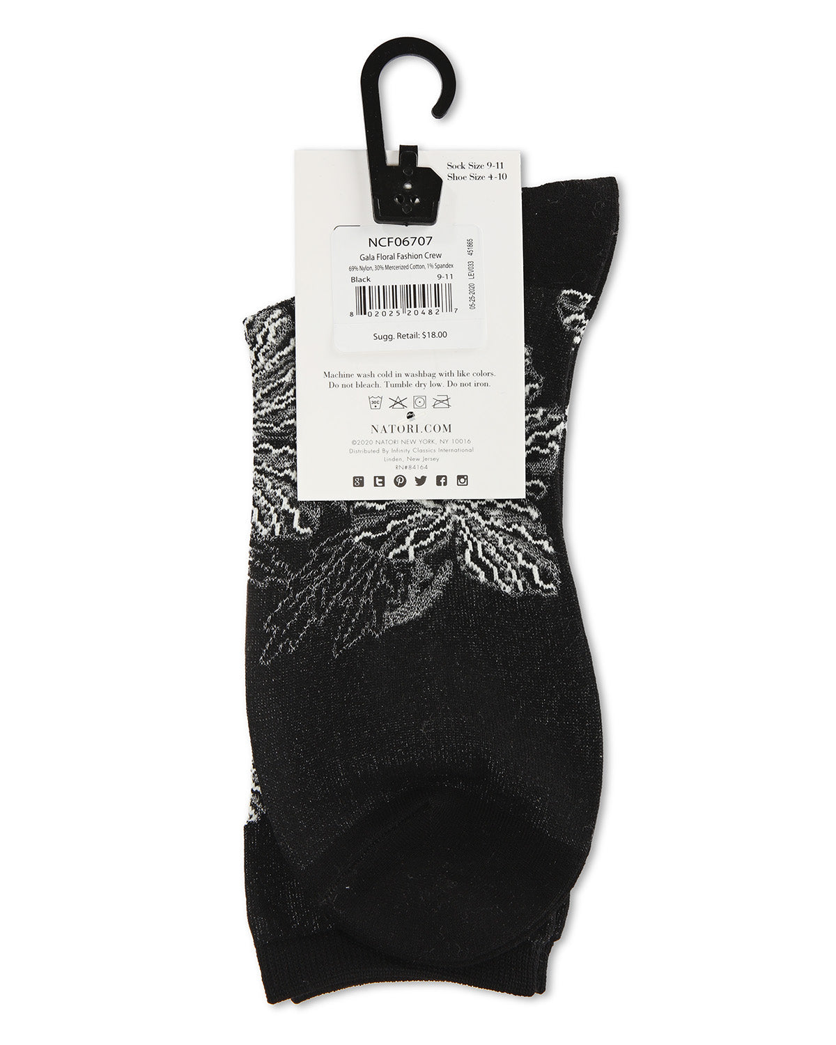 Women's Gala Floral Embroidered Crew Socks : Color: Black
