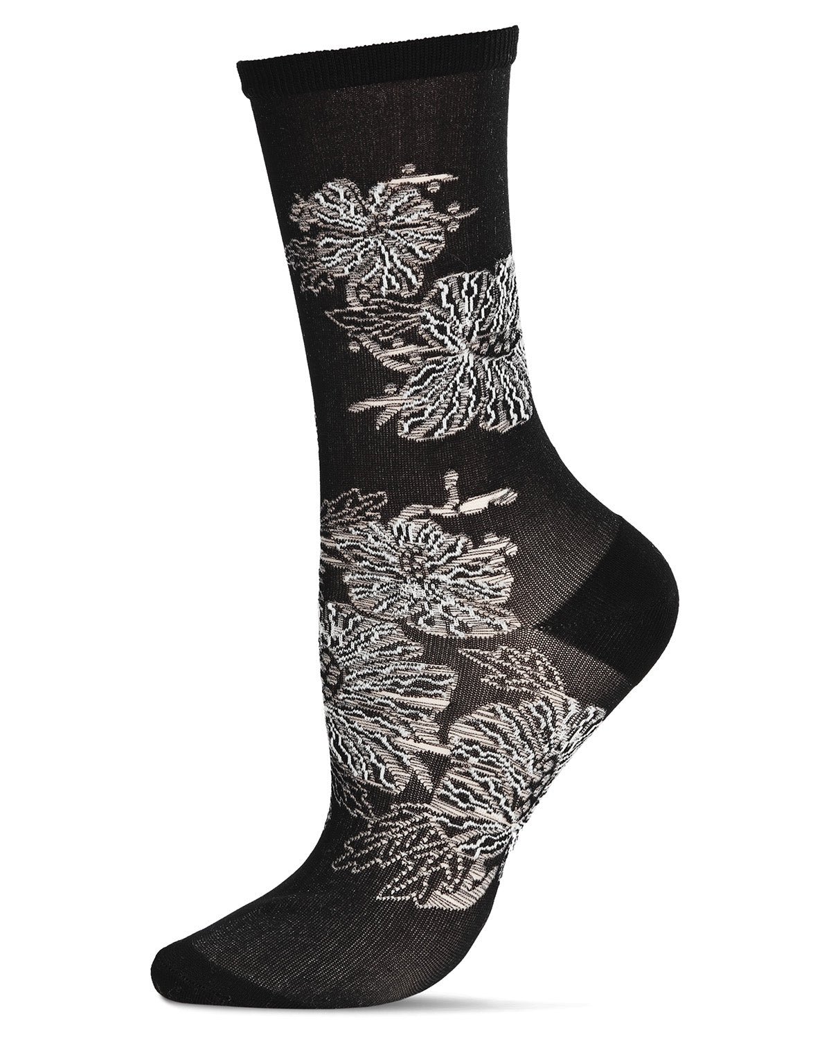 Natori Women's Gala Floral Embroidered Crew Socks Black 9-11 Natori Women's Gala Floral Embroidered Crew Socks Black 9-11
