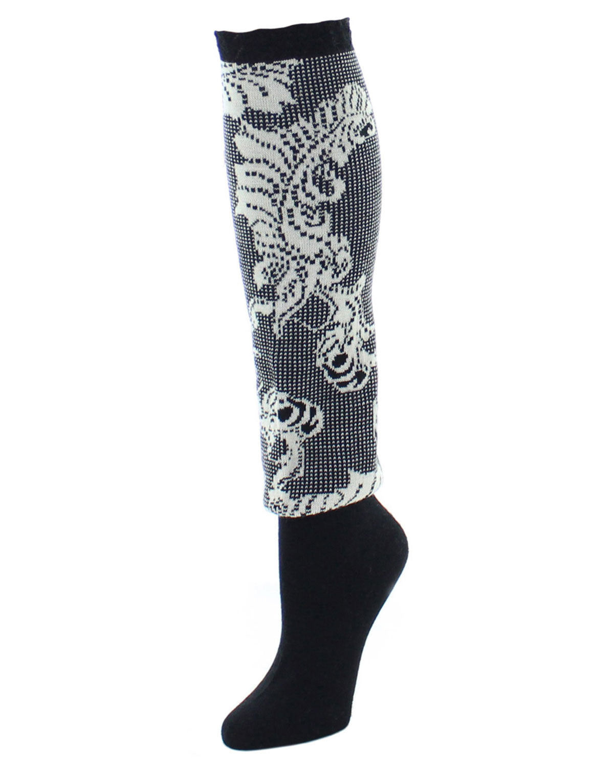 Natori Women's Feather Lace Wool-blend Knee Socks : Color: Black