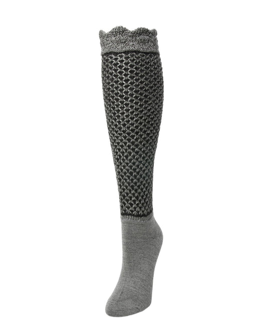 Natori Voile Wool Blend Knee High Bootie Toppers : Color: Dark Gray Heather