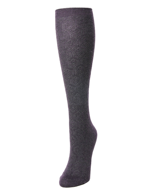 Natori Medallion Knit Wool Blend Knee Socks : Color: Deep Plum