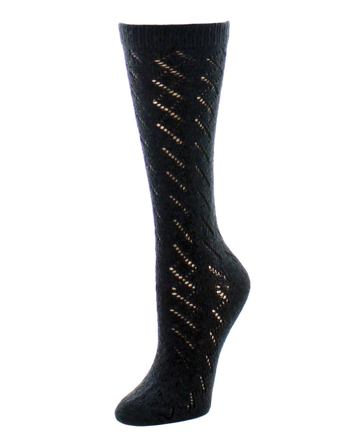 Women's Rumi Swirl Knitted Wool Blend Crew Socks : Color: Black