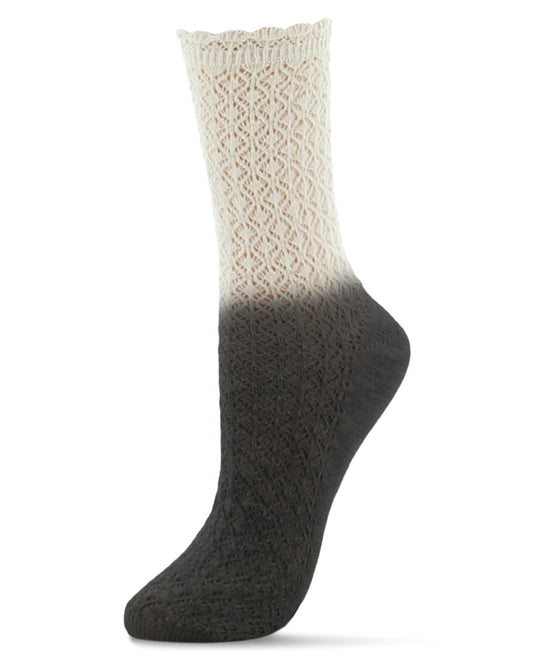Ombre Cotton Blend Textured Crew Socks : Color: Black