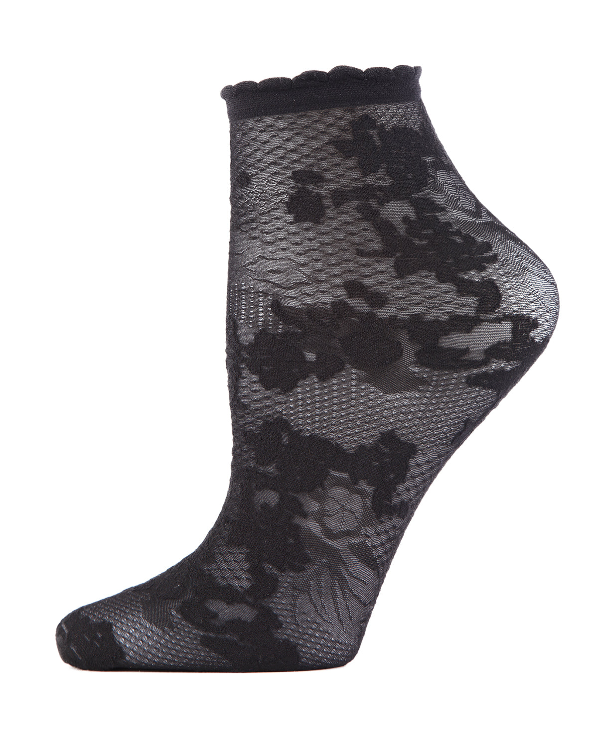 Natori Scarlet Lace Sheer Shortie Socks : Color: Black