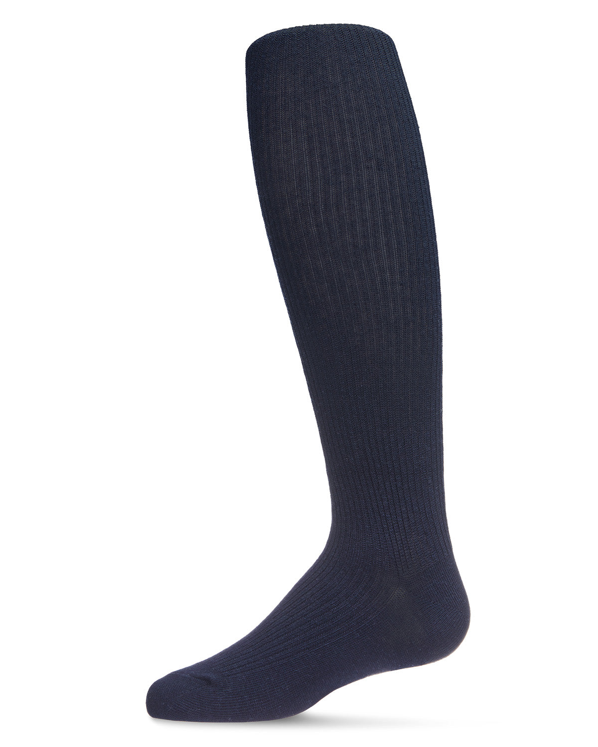 Pinned Ribbed Cotton Blend Basic Girls Tights : Color: Navy