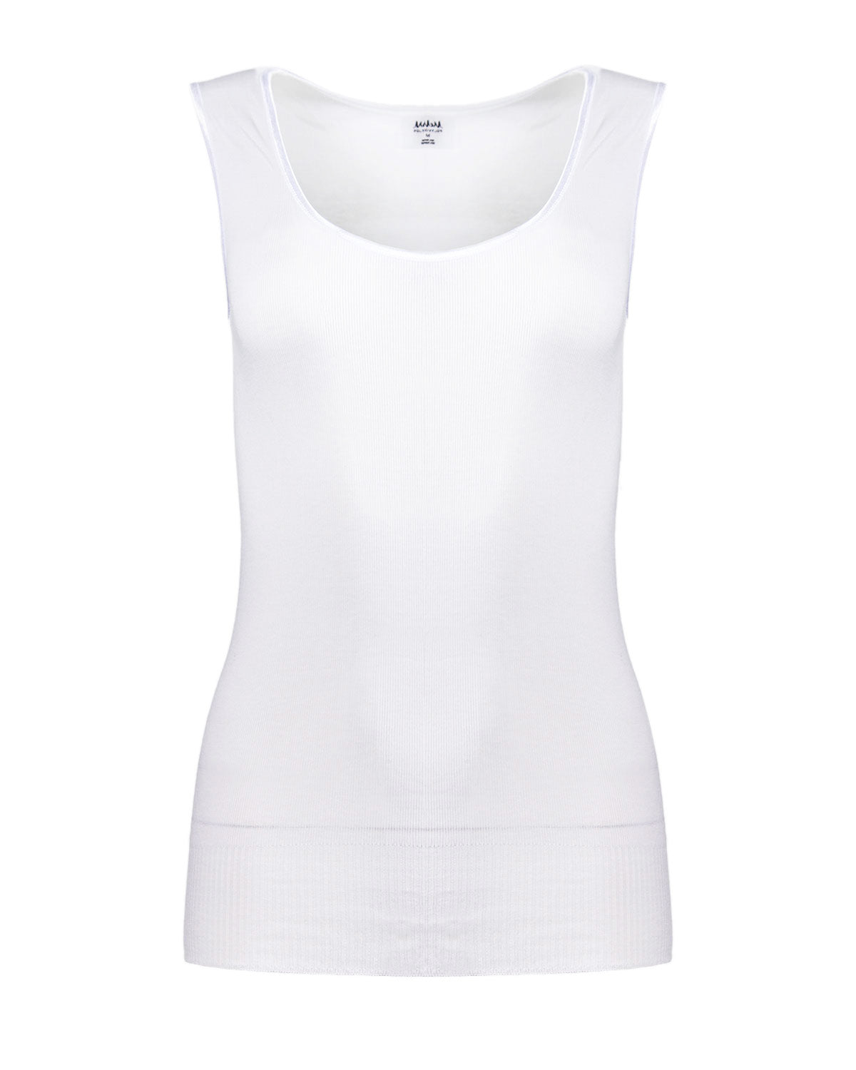 Poly Viscose Flat Knit Round Neck Vest : Color: White
