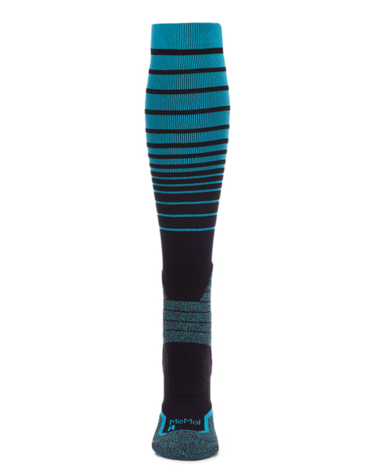 Women's Gradient Stripe Performance Knee High Nylon Moderate Compression Socks : Color: Electric Blue