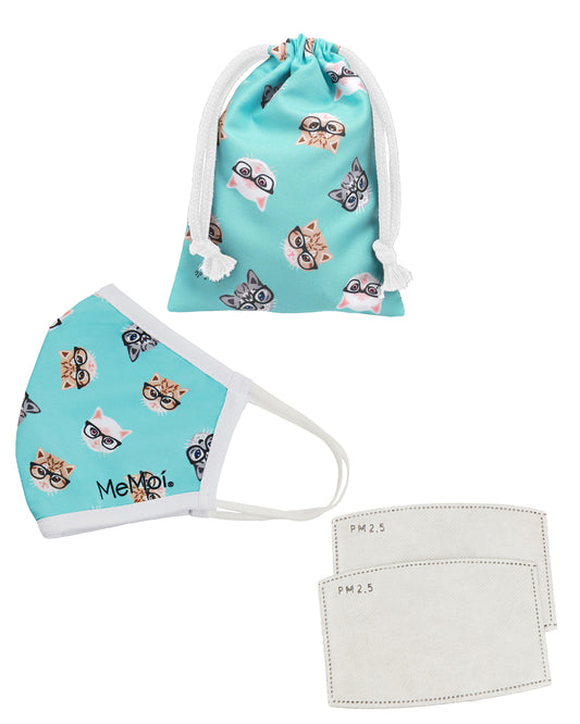 Studious Cats Fashion Face Covering with 5-Layer Filter Inserts : Color: Blue