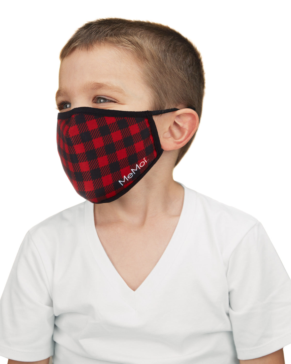 Buffalo Plaid Kids Unisex Face Covering : Color: Red/Black