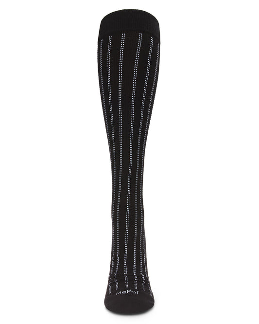 Unisex Highway Stripe Cotton Blend 15-20mmHg Graduated Compression Socks : Color: Black