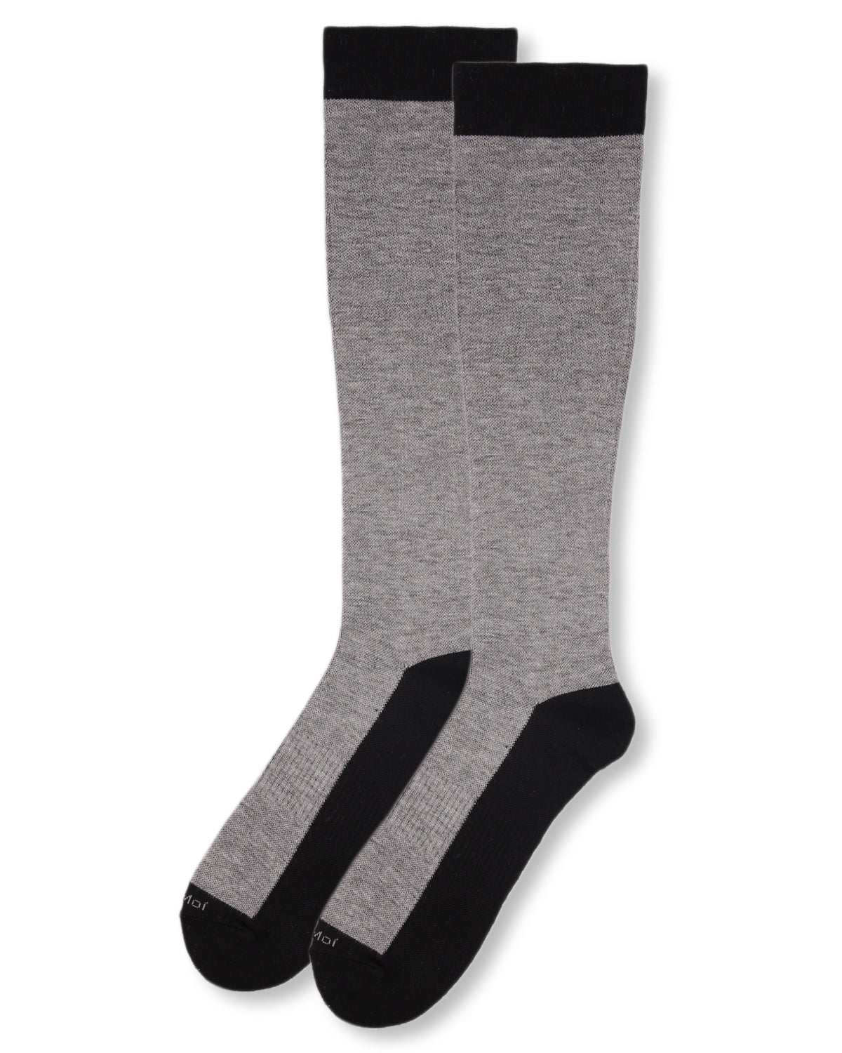 Men's Two-Tone Contrast Bamboo Blend 8-15mmHg Graduated Compression Socks : Color: Med Gray Heather
