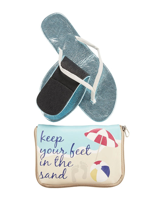 Keep Your Feet in the Sand Foldable Flats Pouch Set : Color: Blue