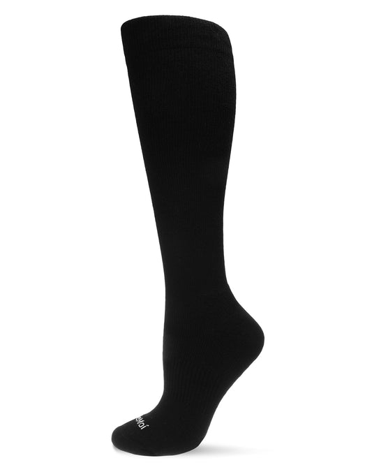 Unisex Solid Merino Cushion Sole Knee High Wool Blend 15-20mmHg Graduated Compression Socks : Color: Black