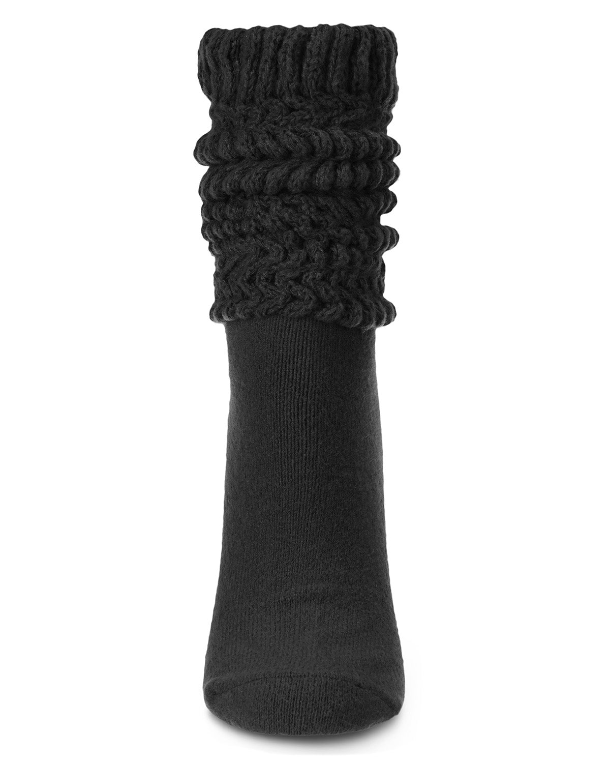 Women's Wide Ribbed Cotton Blend Slouch Crew Socks : Color: Black