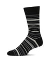Men's Slick Stripes Luxuriously Soft Cashmere Blend Crew Socks : Color: Black