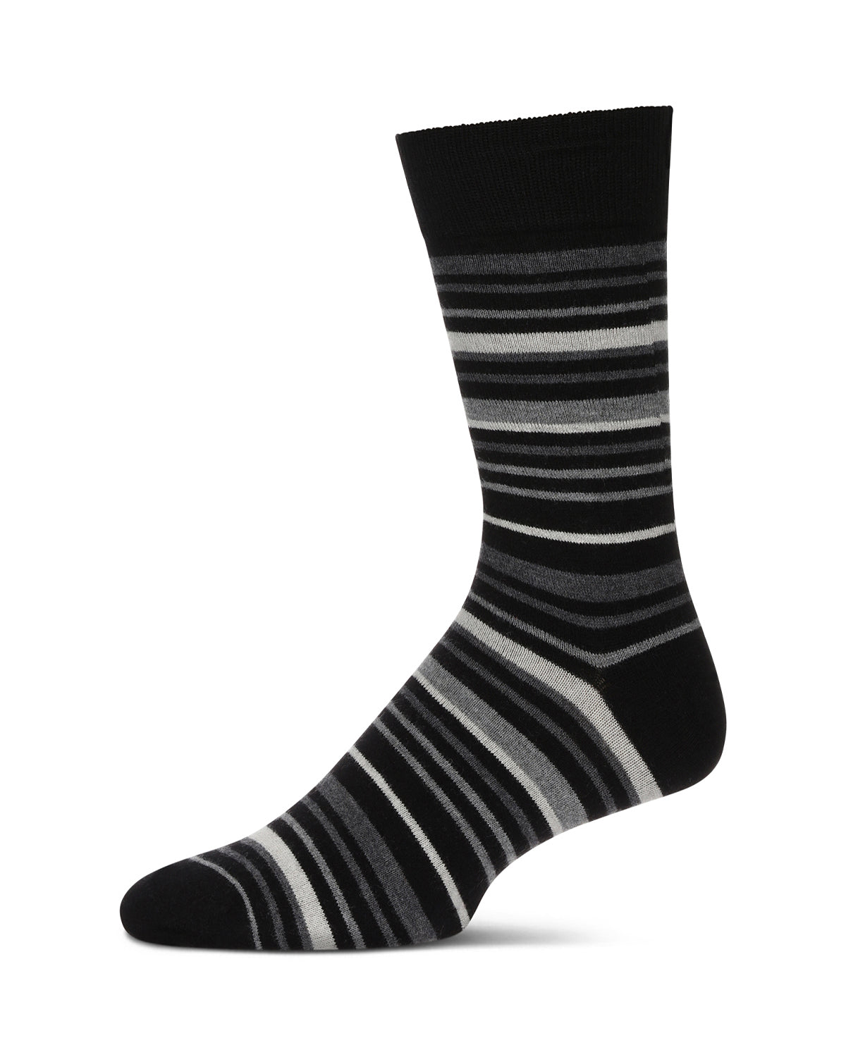 Men's Slick Stripes Luxuriously Soft Cashmere Blend Crew Socks : Color: Black