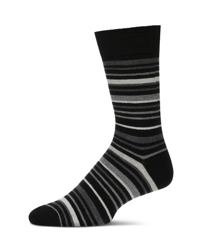 Men's Slick Stripes Luxuriously Soft Cashmere Blend Crew Socks : Color: Black