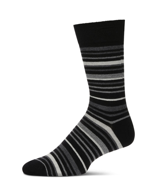 Men's Slick Stripes Luxuriously Soft Cashmere Blend Crew Socks : Color: Black