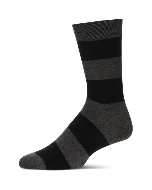 Men's Rugby Striped Luxuriously Soft Cashmere Blend Crew Socks : Color: Dark Gray Heather