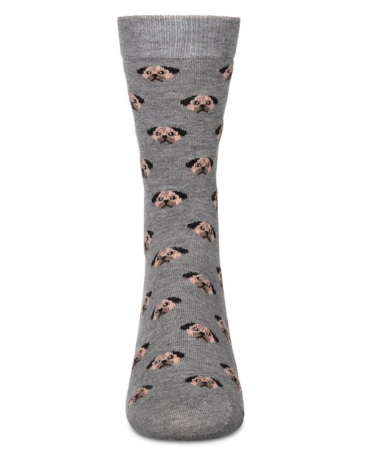 Men's Dog Face Cashmere Crew Socks : Color: Med Gray Heather