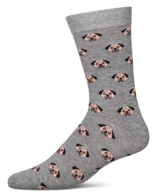 Men's Dog Face Cashmere Crew Socks : Color: Med Gray Heather