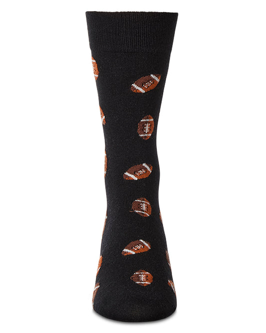 Men's Football Themed Cashmere Blend Novelty Crew Sock : Color: Black
